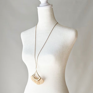 TATIYANA gold silk fan necklace - 