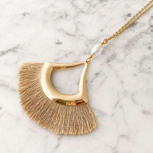 TATIYANA gold silk fan necklace - 