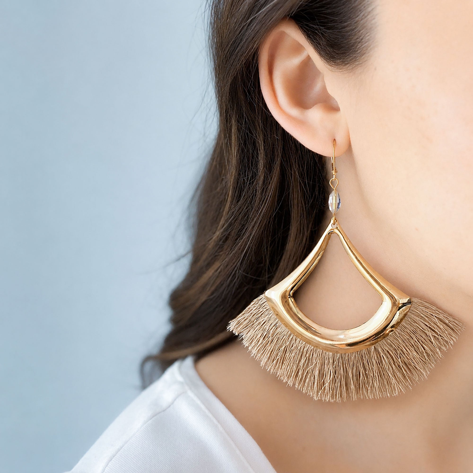 TATIYANA gold silk fan necklace-GREEN BIJOU