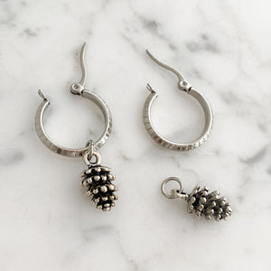TAWNYA silver charm hoop earrings - 