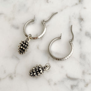 TAWNYA silver charm hoop earrings - 