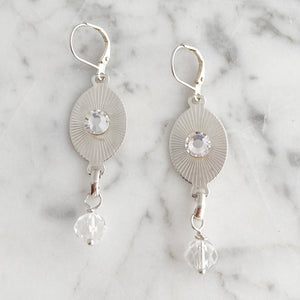 TAYA silver and crystal link earrings - 