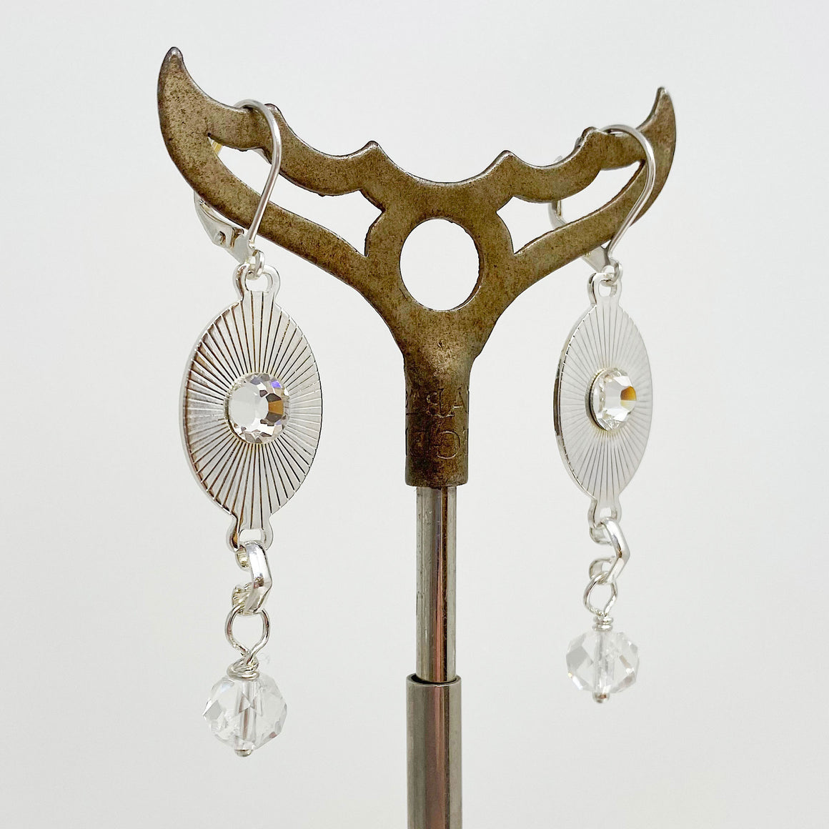 TAYA silver and crystal link earrings