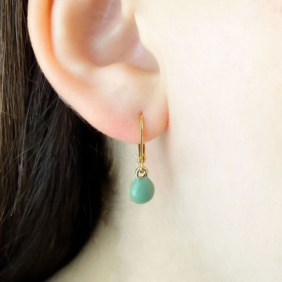 TAYLOR small sage green drop earrings-GREEN BIJOU