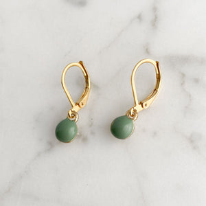 TAYLOR small sage green drop earrings-GREEN BIJOU