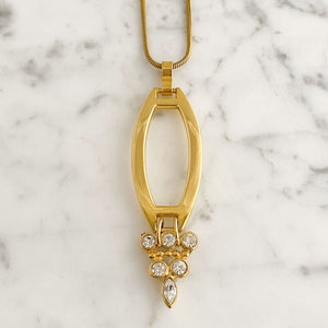 TILDA gold and rhinestone pendant necklace-GREEN BIJOU