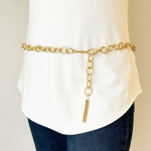 URSULA chunky lightweight gold textured chain belt/necklace - 