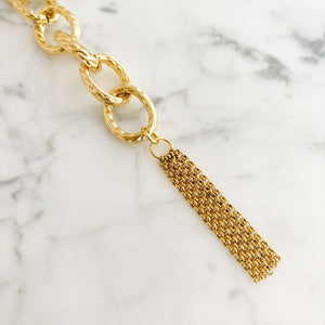 URSULA chunky lightweight gold textured chain belt/necklace - 