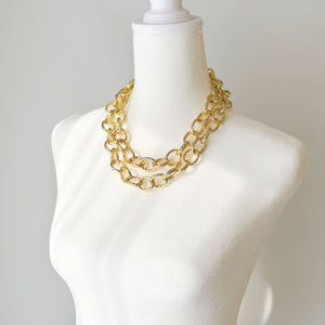 URSULA chunky lightweight gold textured chain belt/necklace - 