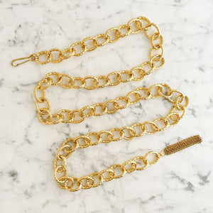 URSULA chunky lightweight gold textured chain belt/necklace - 