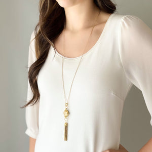VALERIE vintage gold watch face pendant necklace - 