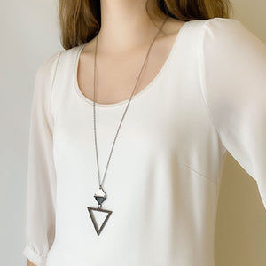 VANCE black and silver triangle necklace - 