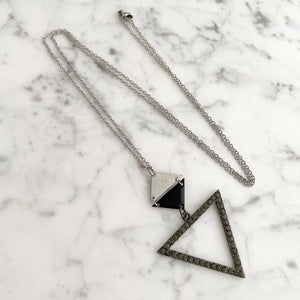 VANCE black and silver triangle necklace - 