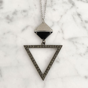 VANCE black and silver triangle necklace - 