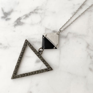 VANCE black and silver triangle necklace - 