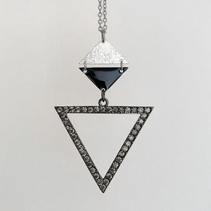VANCE black and silver triangle necklace-GREEN BIJOU