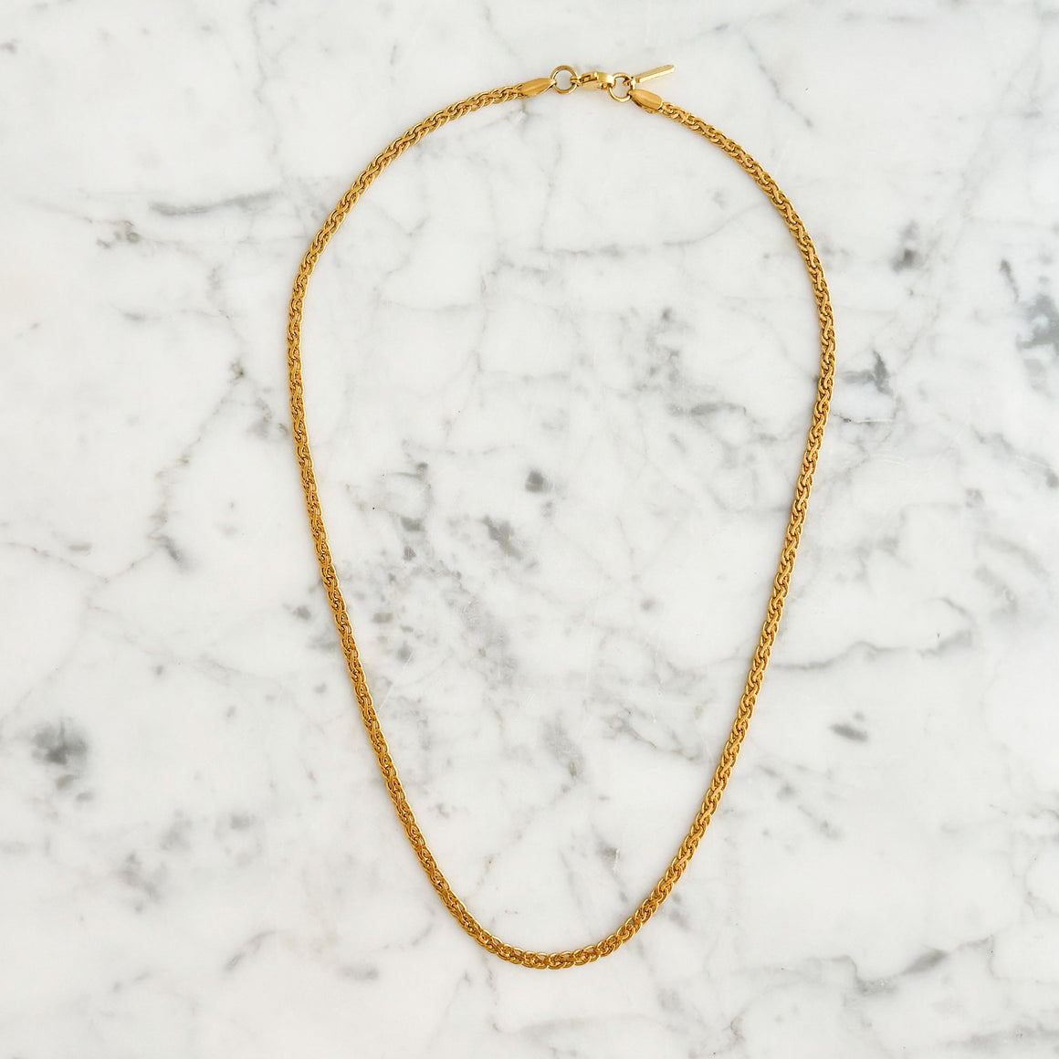 VENDOME vintage Vendome braided gold tone chain necklace-GREEN BIJOU