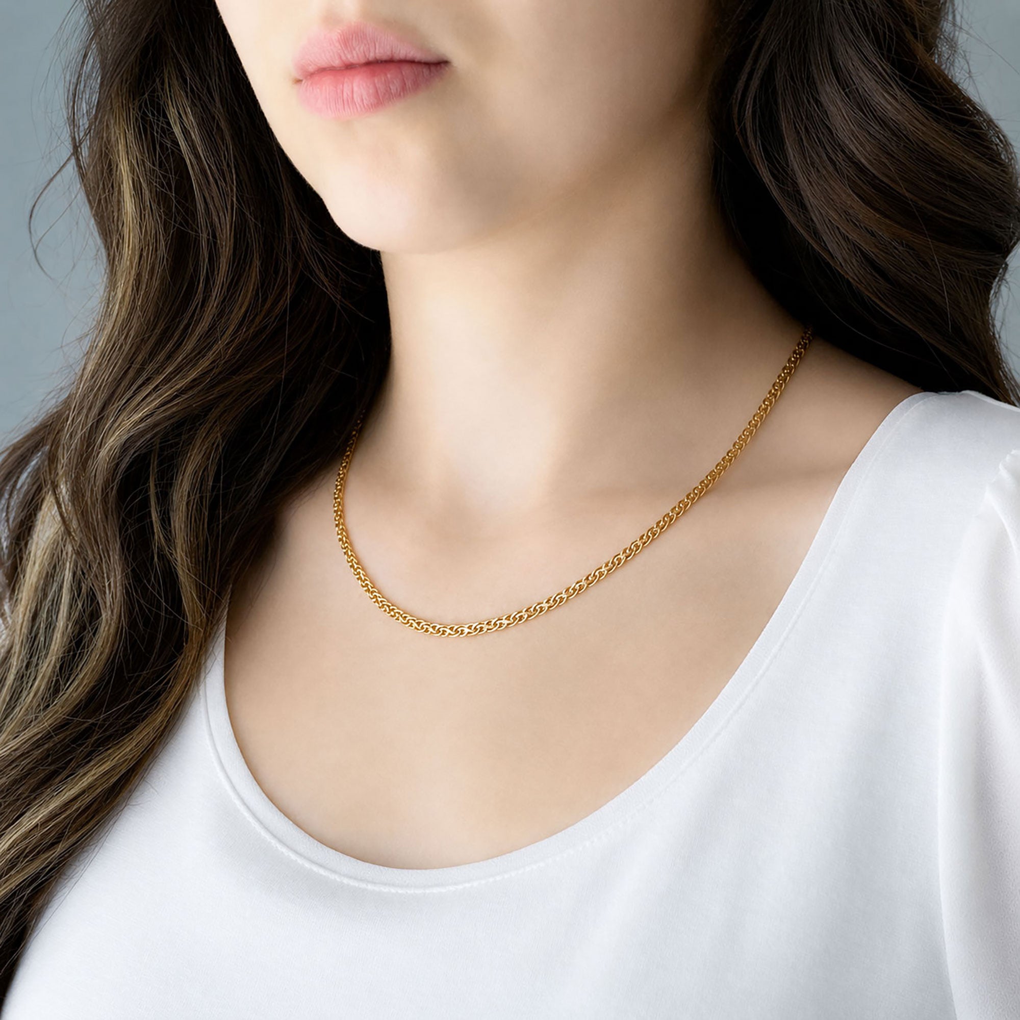 VENDOME vintage Vendome braided gold tone chain necklace-GREEN BIJOU