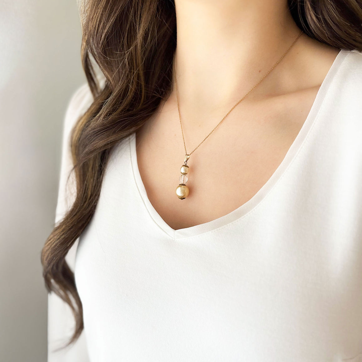 VERONICA vintage pearl necklace-GREEN BIJOU