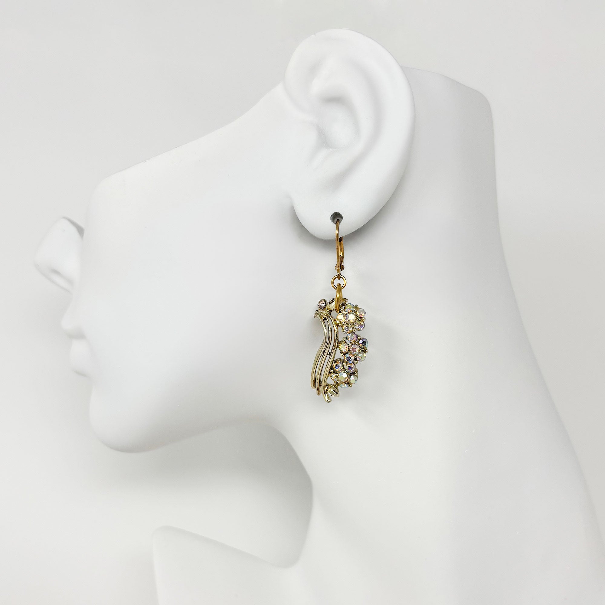 VINNIE vintage Lisner aurora borealis crystal dangle earrings - 