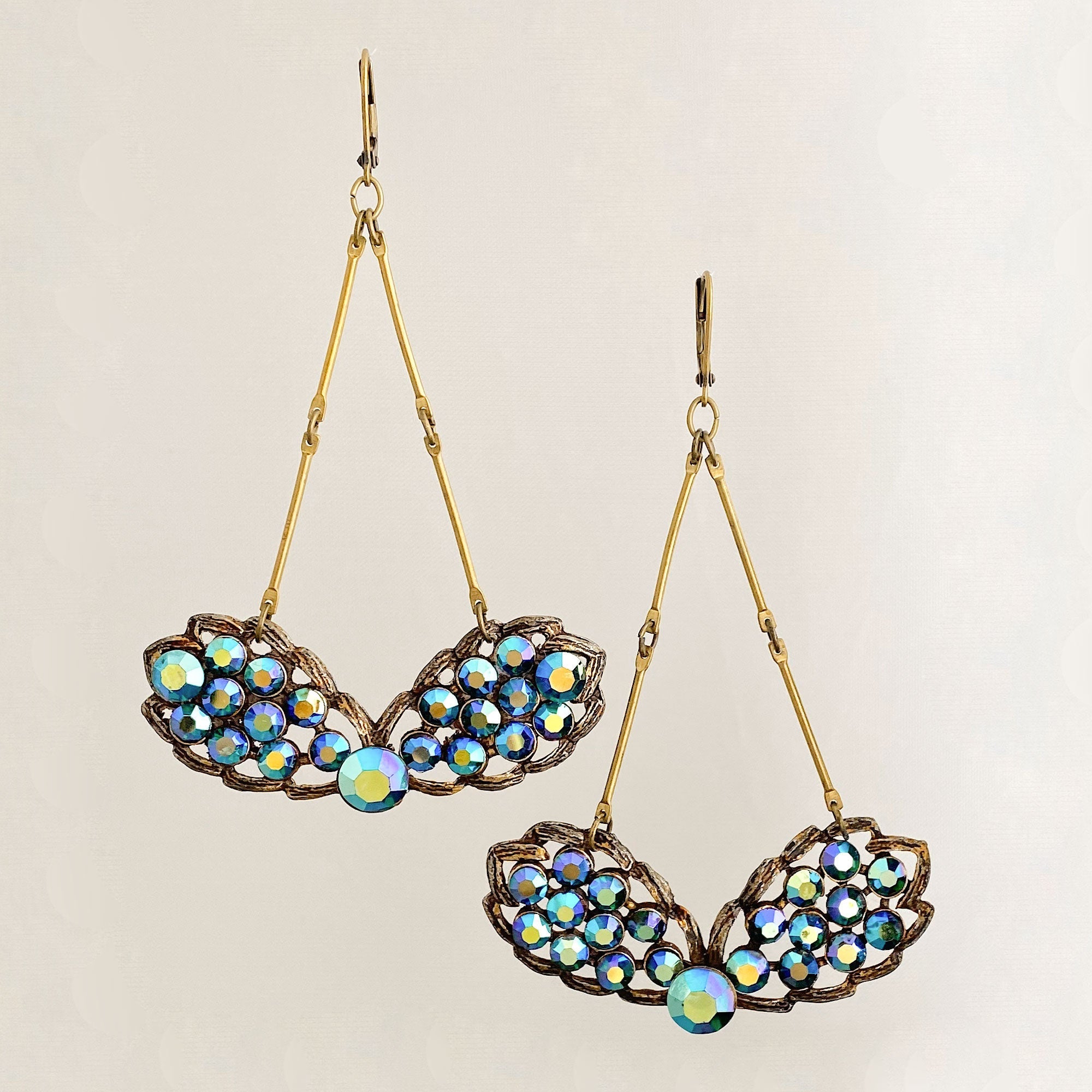 WALDEN vintage blue aurora borealis statement earrings - 