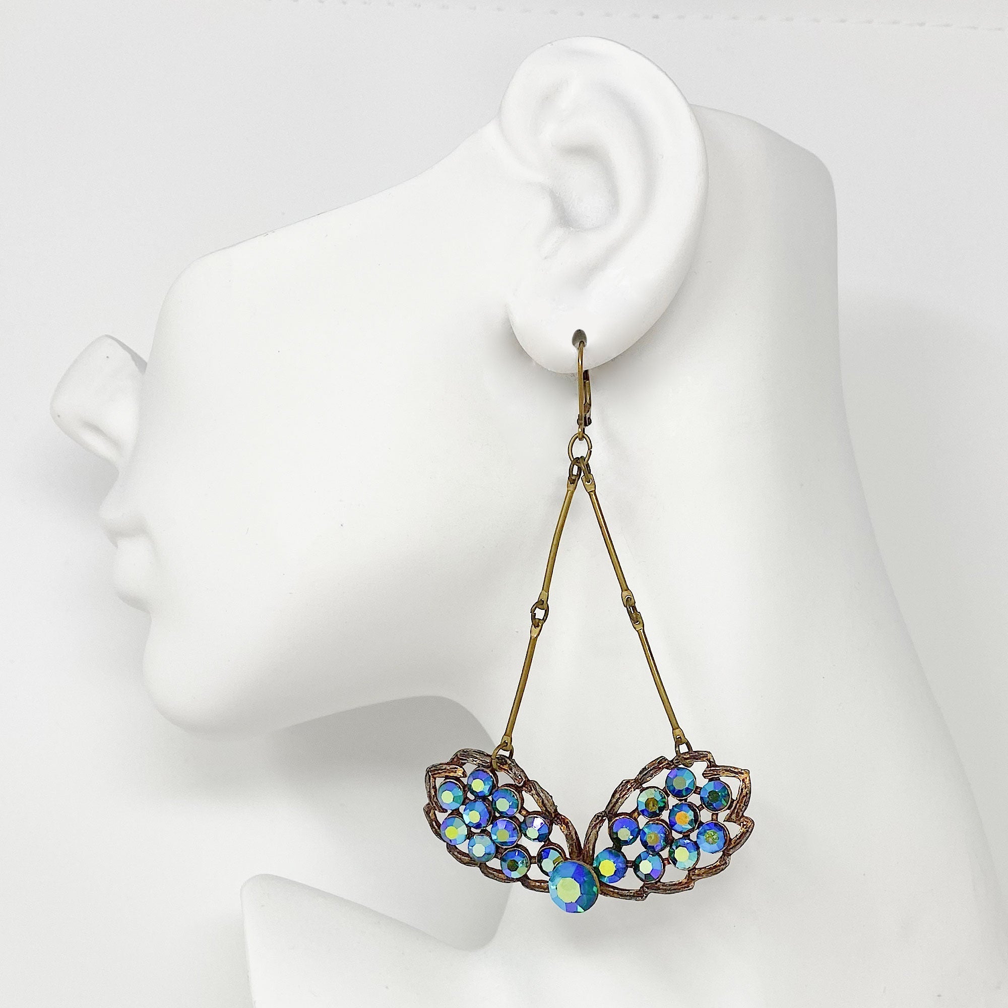 WALDEN vintage blue aurora borealis statement earrings - 