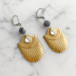 WILLOW Art Deco shield earrings - 