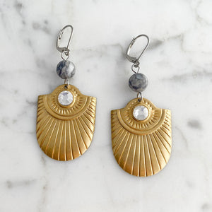 WILLOW Art Deco shield earrings - 