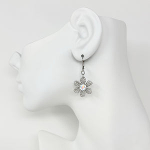WREN vintage sparkly crystal silver filigree flower earrings - 