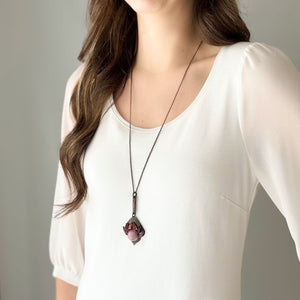ZANDER pink purple pendant necklace - 
