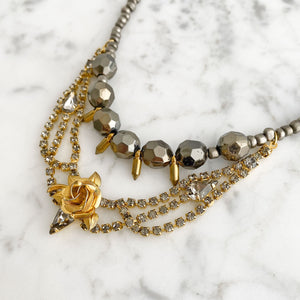 ZAYDEN hematite and gold necklace - 