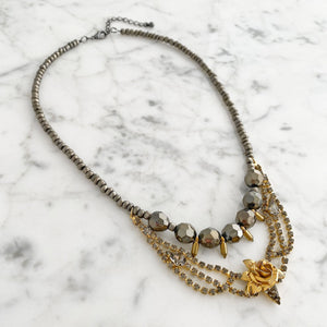 ZAYDEN hematite and gold necklace - 