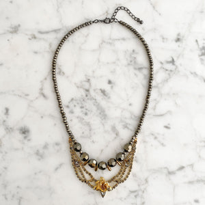 ZAYDEN hematite and gold necklace - 