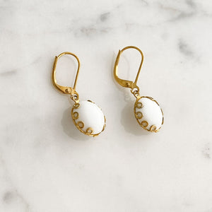 ZIGGY vintage tiny white and gold dangle earrings - 