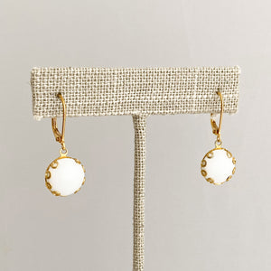 ZIGGY vintage tiny white and gold dangle earrings - 
