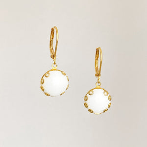 ZIGGY vintage tiny white and gold dangle earrings - 