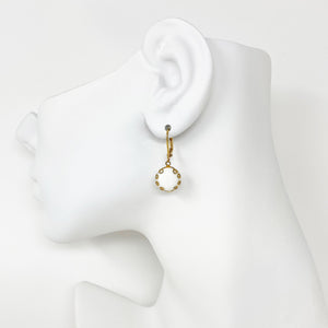 ZIGGY vintage tiny white and gold dangle earrings - 
