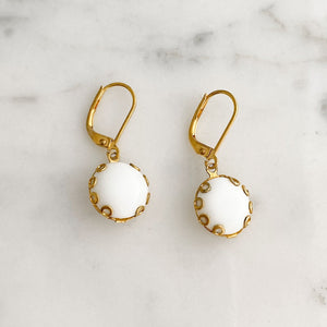ZIGGY vintage tiny white and gold dangle earrings - 