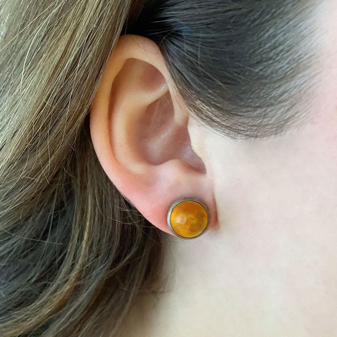 ALAINA topaz dome studs-GREEN BIJOU