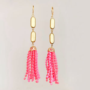 ALICE statement pink beaded tassel earrings - 