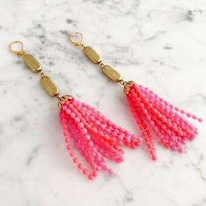 ALICE statement pink beaded tassel earrings - 