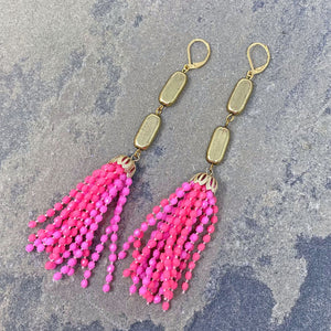 ALICE statement pink beaded tassel earrings - 