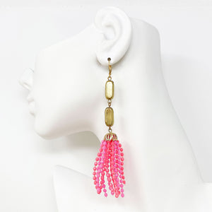 ALICE statement pink beaded tassel earrings - 