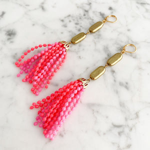 ALICE statement pink beaded tassel earrings - 