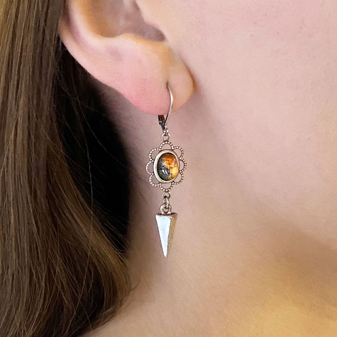 ALINA fire opal dangle earrings-GREEN BIJOU