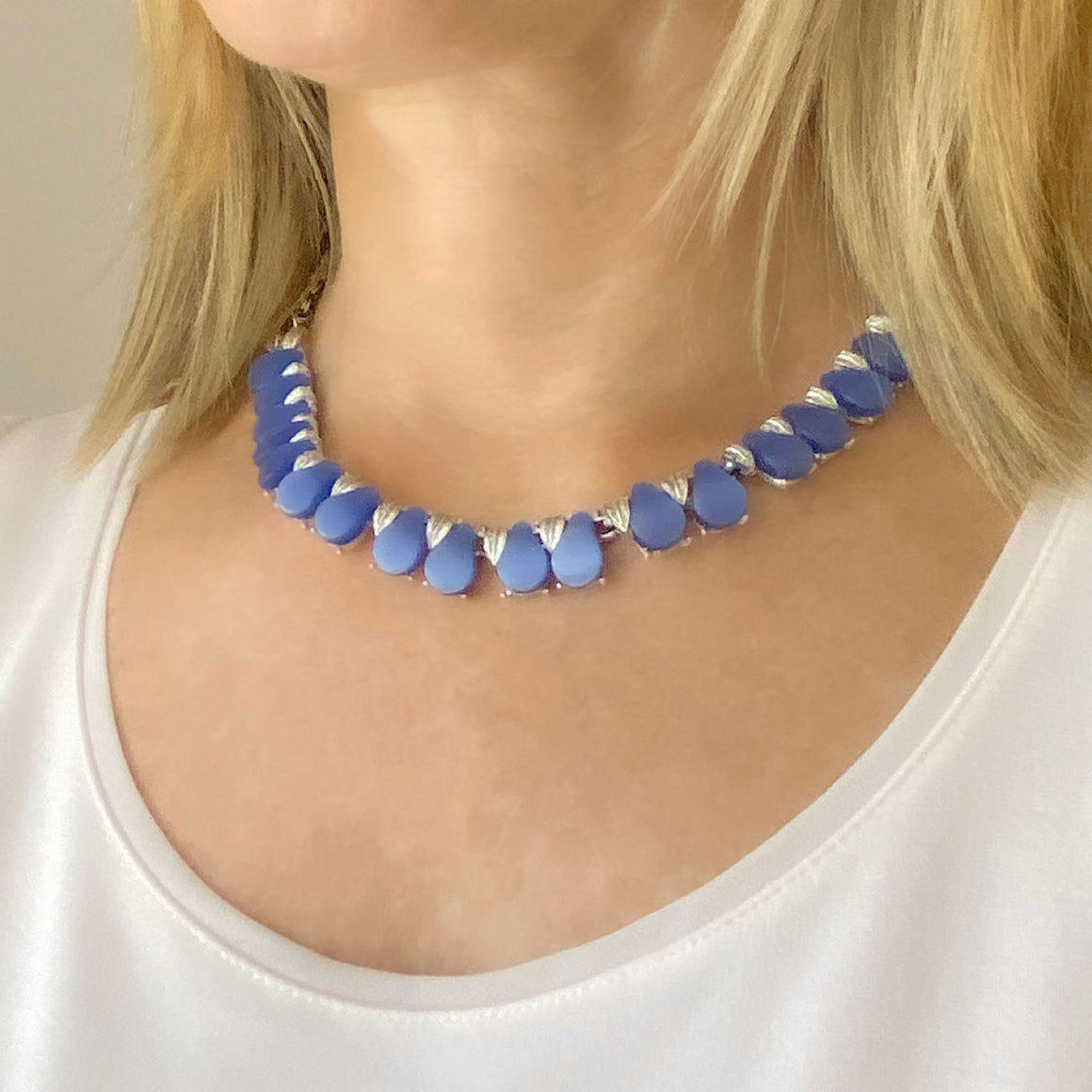 ALLESANDRO vintage silver and blue necklace-GREEN BIJOU