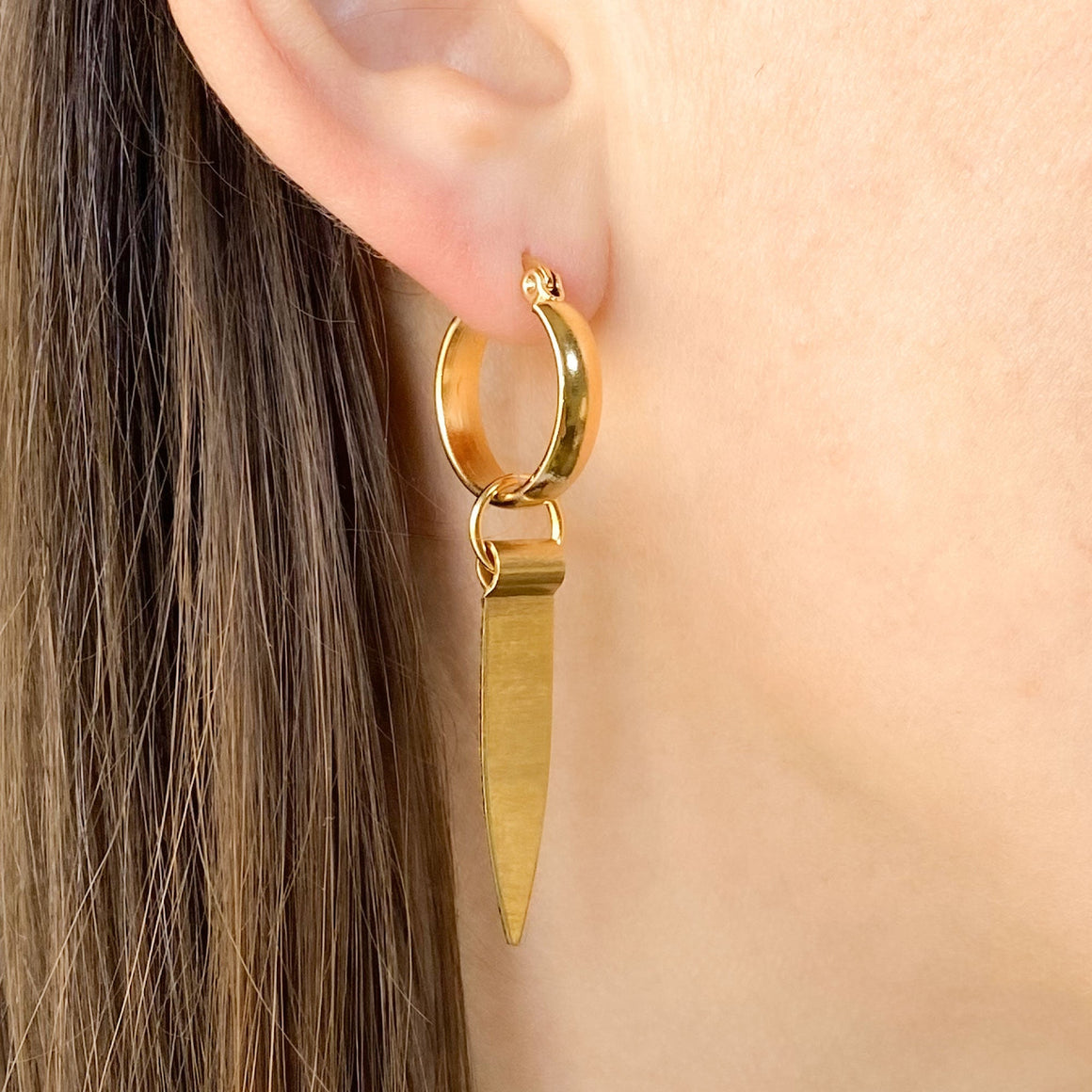 ANTHEA gold spike hoop earrings-GREEN BIJOU