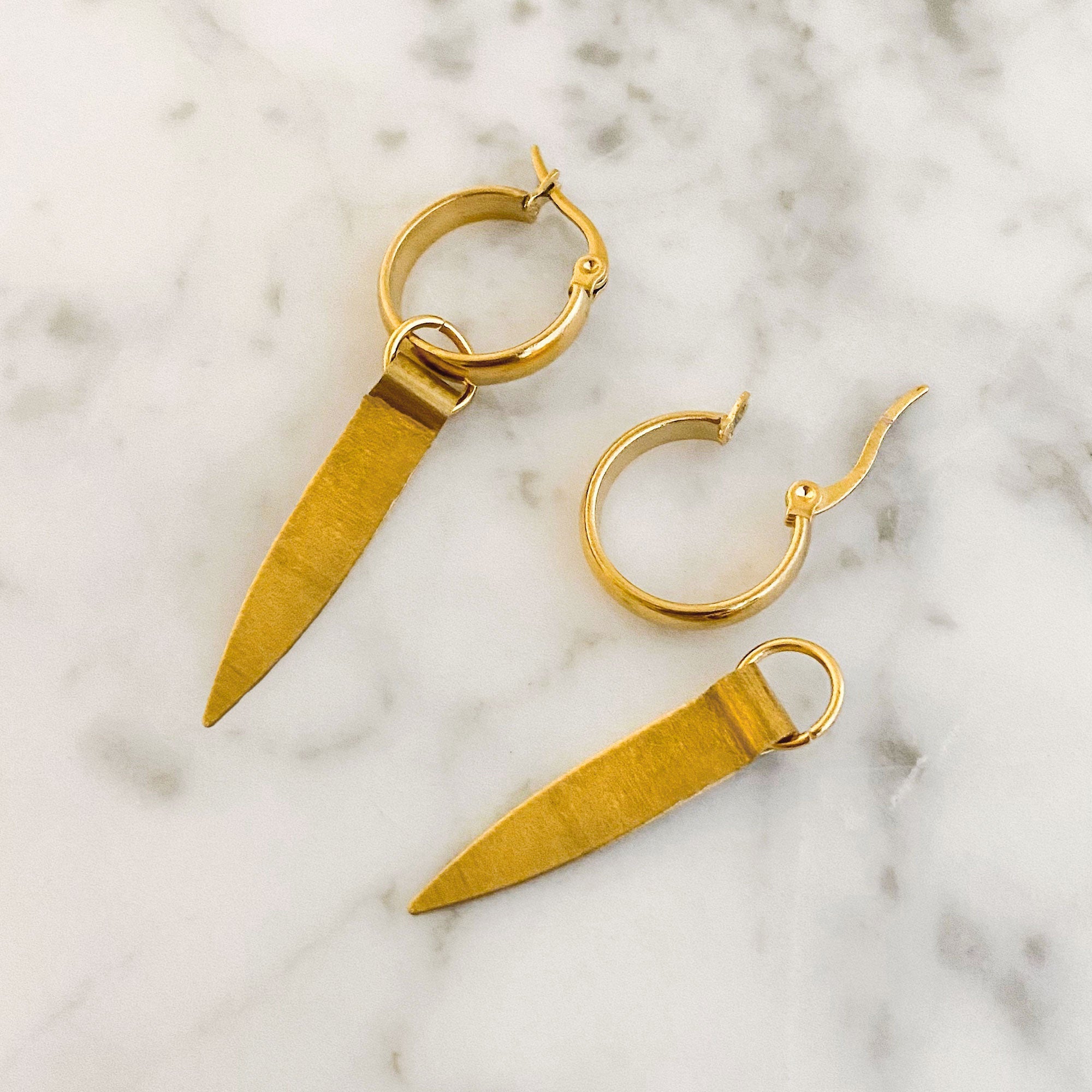 ANTHEA gold spike hoop earrings-GREEN BIJOU
