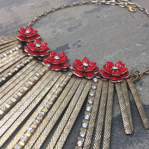 ARABELLA red flower statement necklace - 