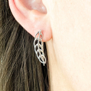 BANKS sterling silver leaf crawlers or earrings - 